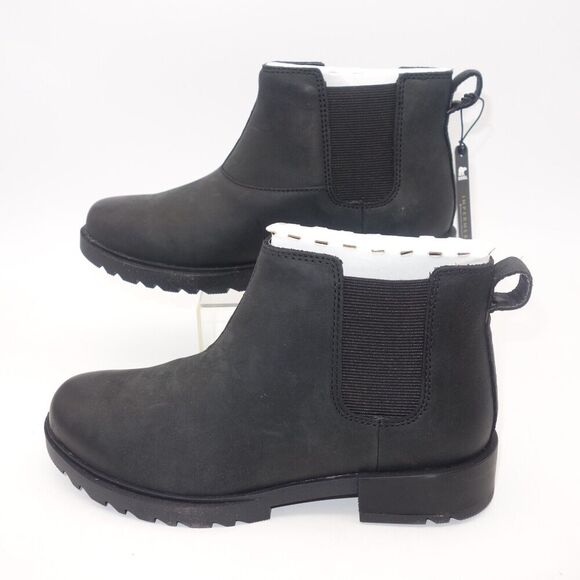 NEW Sorel Emelie II Chelsea Waterproof Black Leather Boots Women's 7.5 - Picture 1 of 9